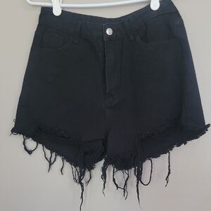Shein Black Distressed Jean Shorts Size 6